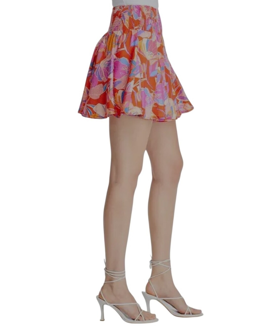 Aqua Y2K Vibrant Multi Coloured Flowy Mini Skater Skirt w Stretchy Waist large